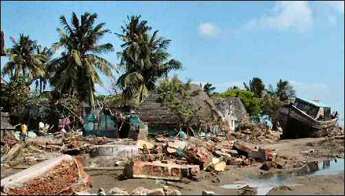 Houses in rubble