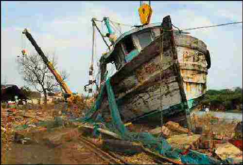 Ship on the train track